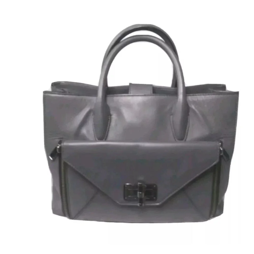 Diane Von Furstenberg Secret Agent Tote Gray Handbag Medium Size Retail $498